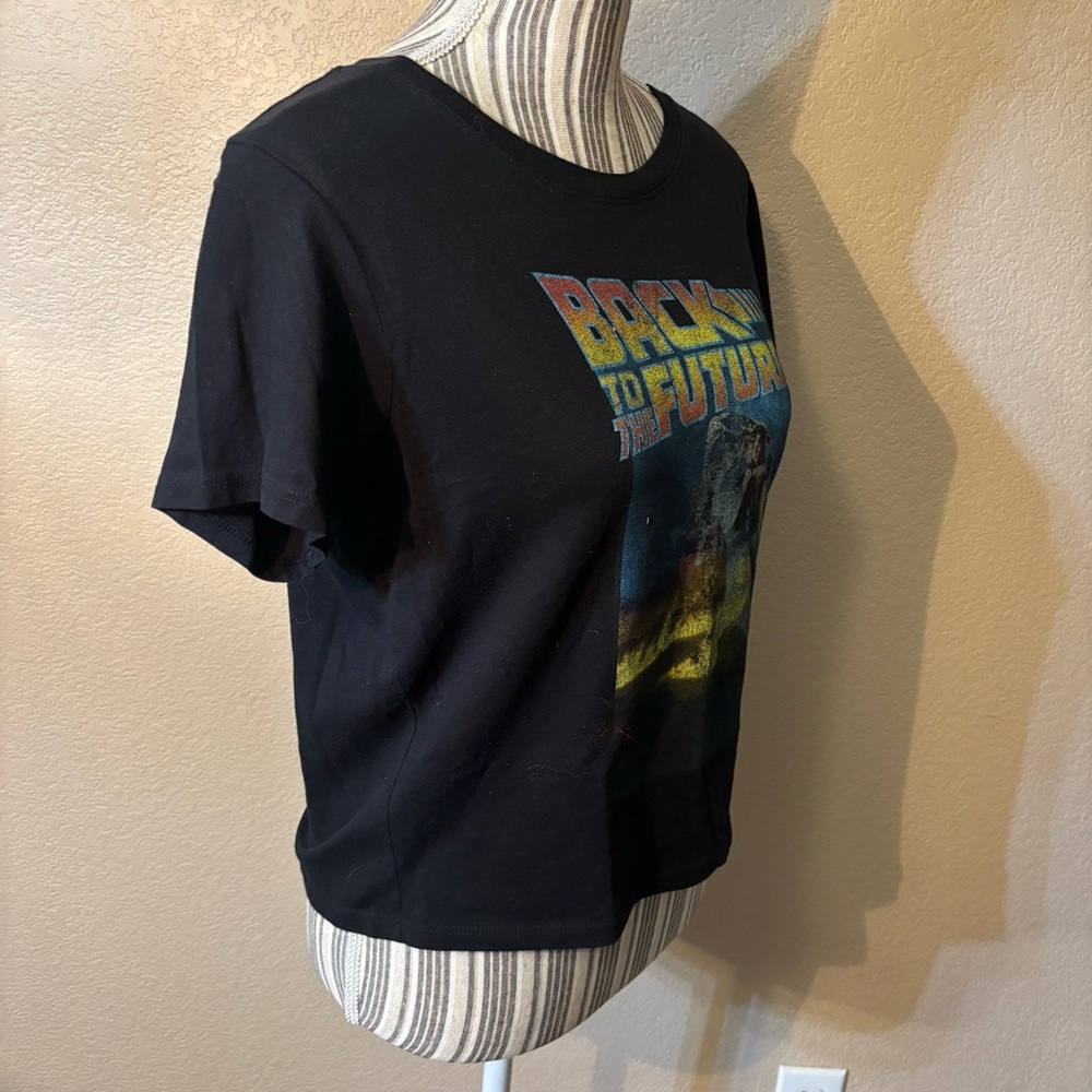 Back to the Future Tee XL Jrs Black Graphic Cropped Short Sleeves Marty McFly - Picture 4 of 11